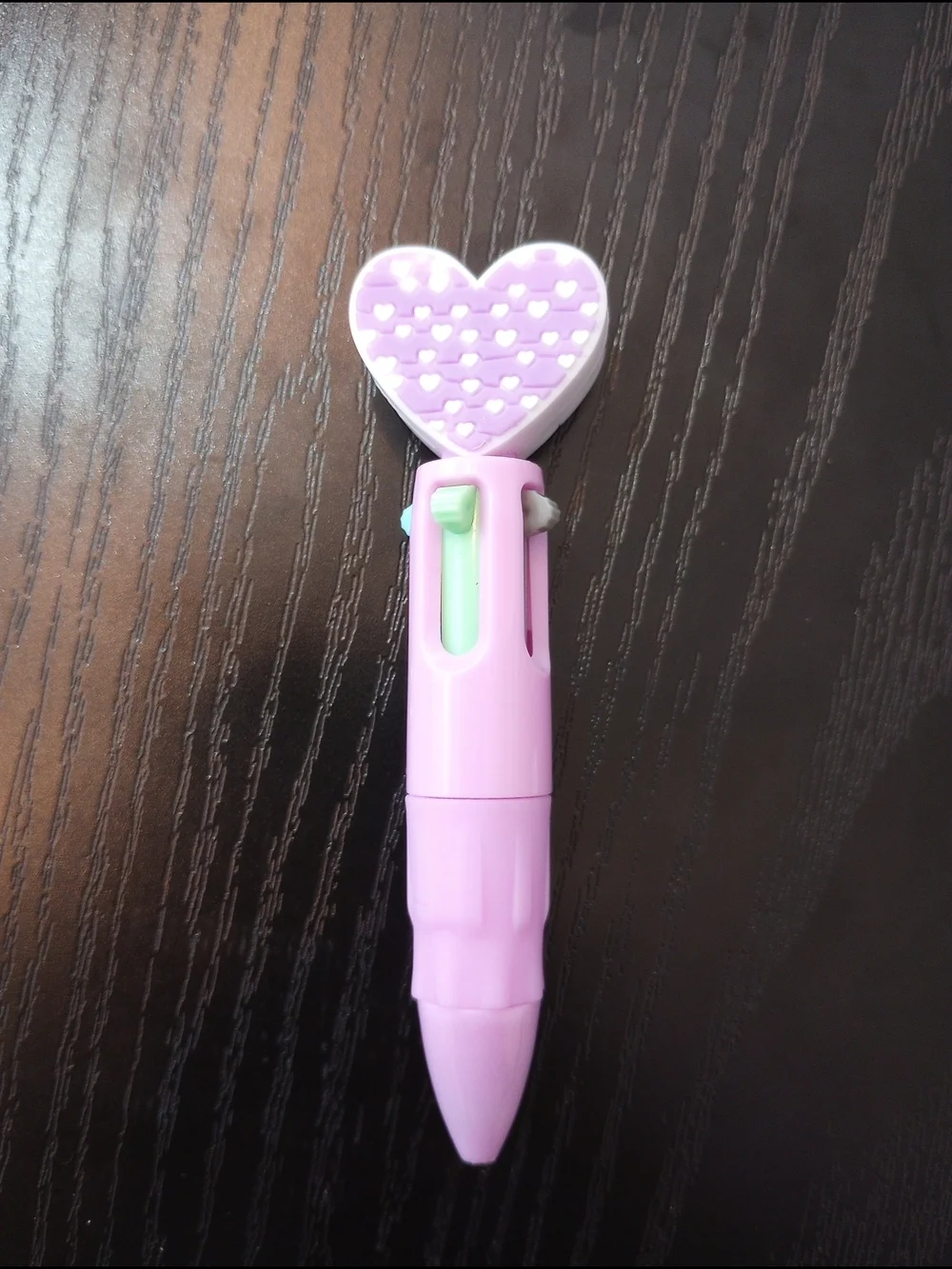 Ballpoint Purple Heart Top Multi-Color Retractable 4 In One Pen